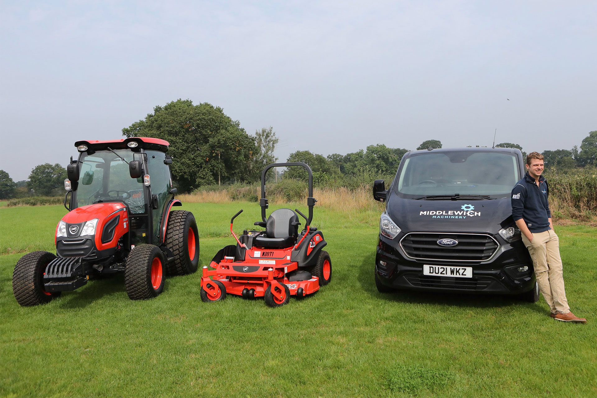 Kioti Tractor and zero turn with Middlewich Machinery owner Peter Hough