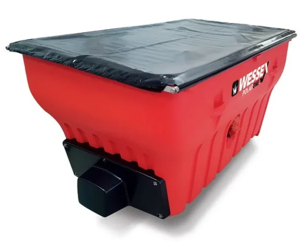 A top-view image of wessex polar one salt and grit spreaders showing the total closure from the bacl cover.