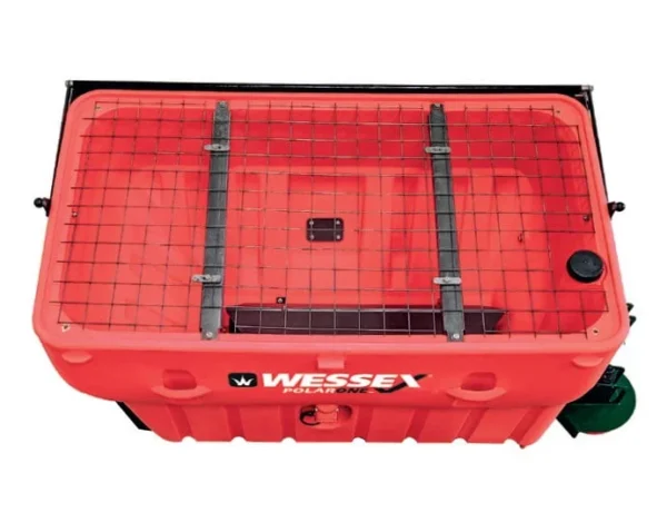 A top-view image of wessex polar one salt and grit spreaders showing the sea-through griiled top cover.